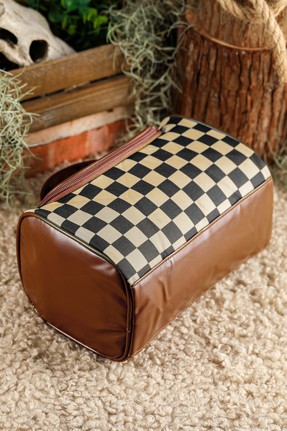 Checkered Makeup Bag