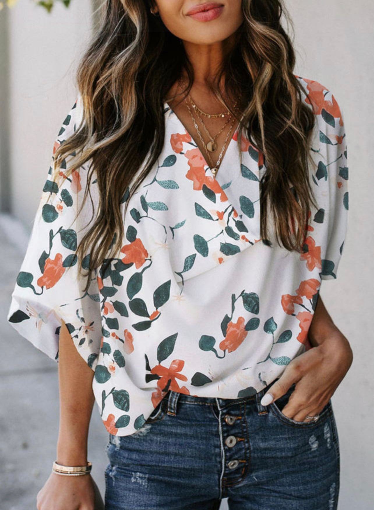Floral Drape Blouse
