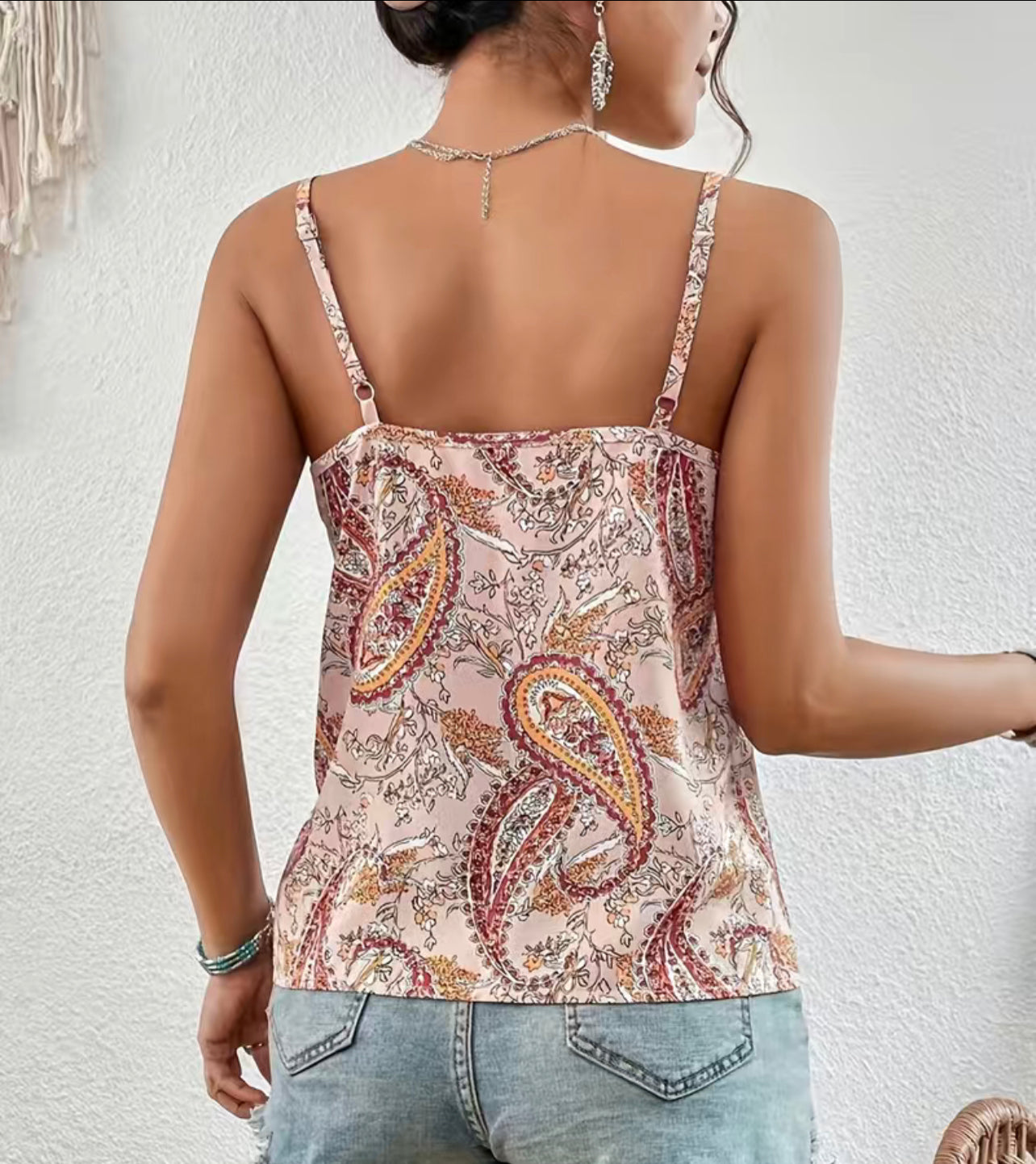 Pink Paisley Ruffle Top