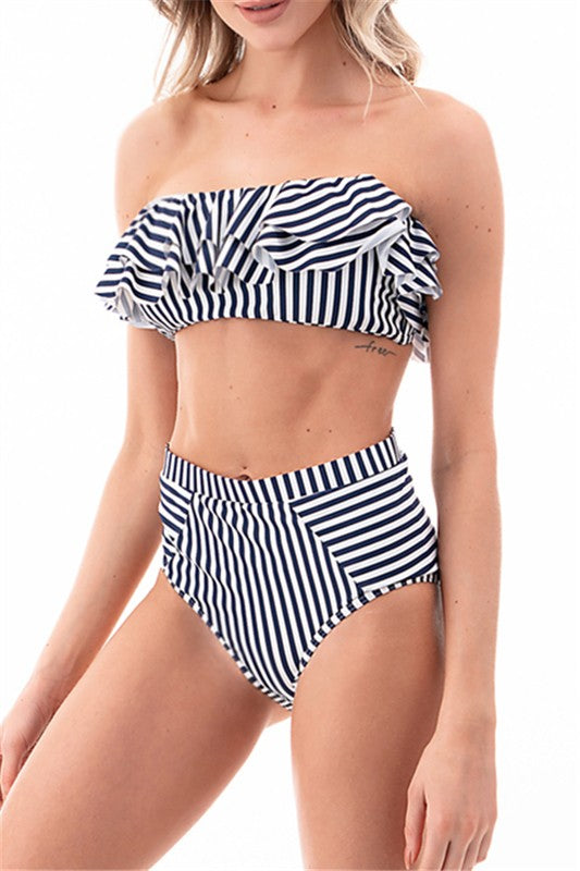 Baci Ruffled Bandeau Set
