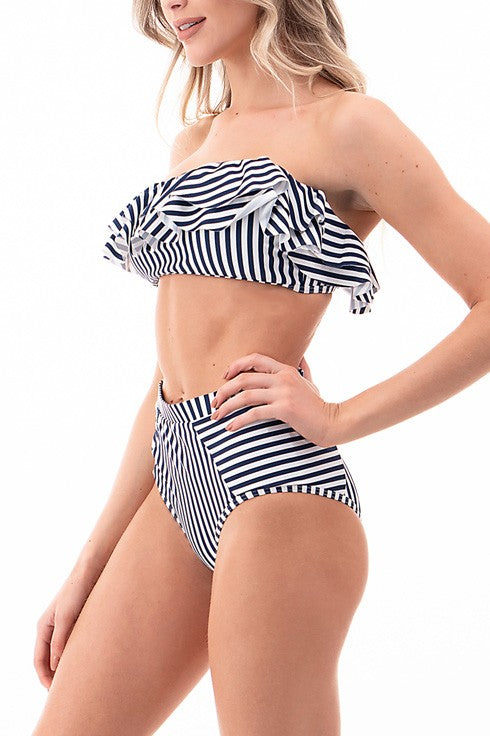Baci Ruffled Bandeau Set