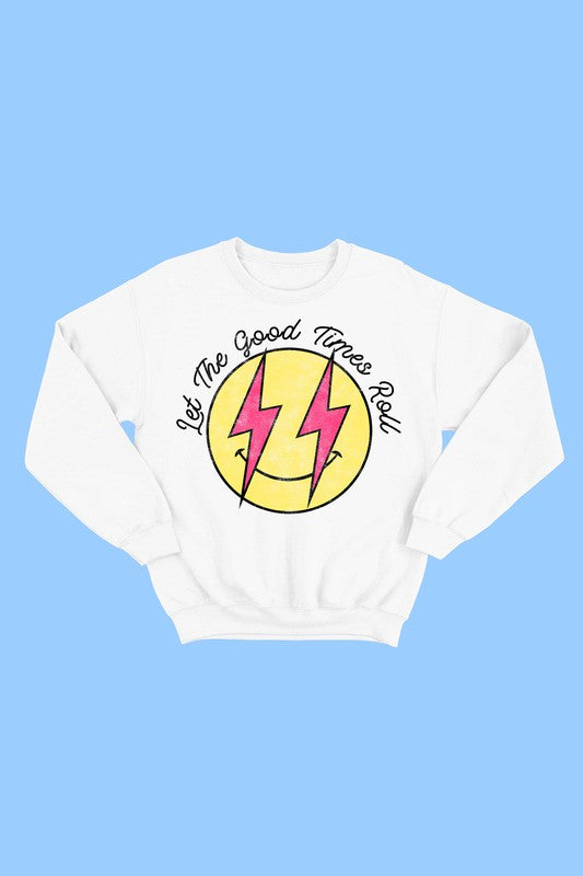 SMILEY FACE ROCK GRAPHIC YOUTH SWEATSHIRT