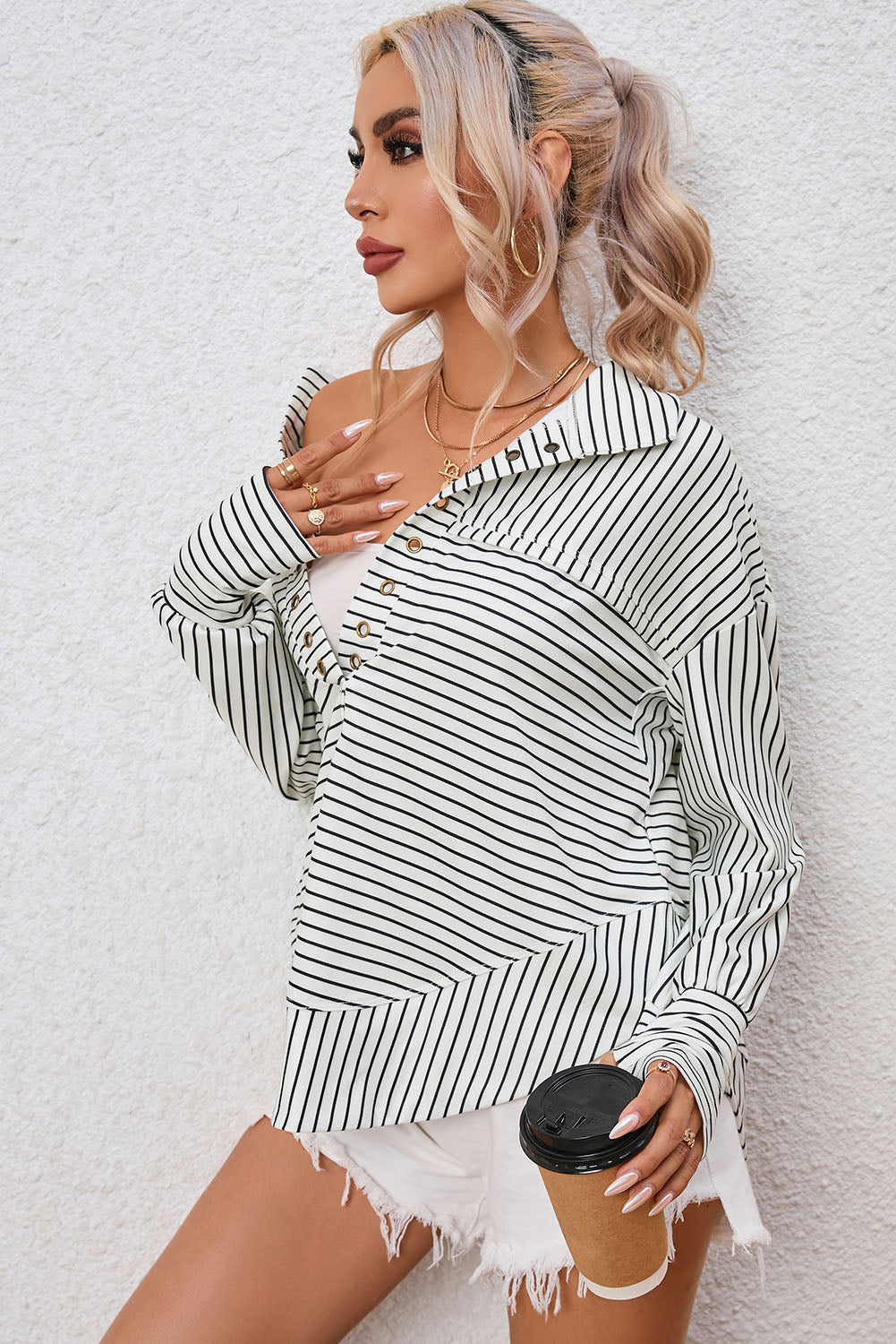 Striped Collared Top