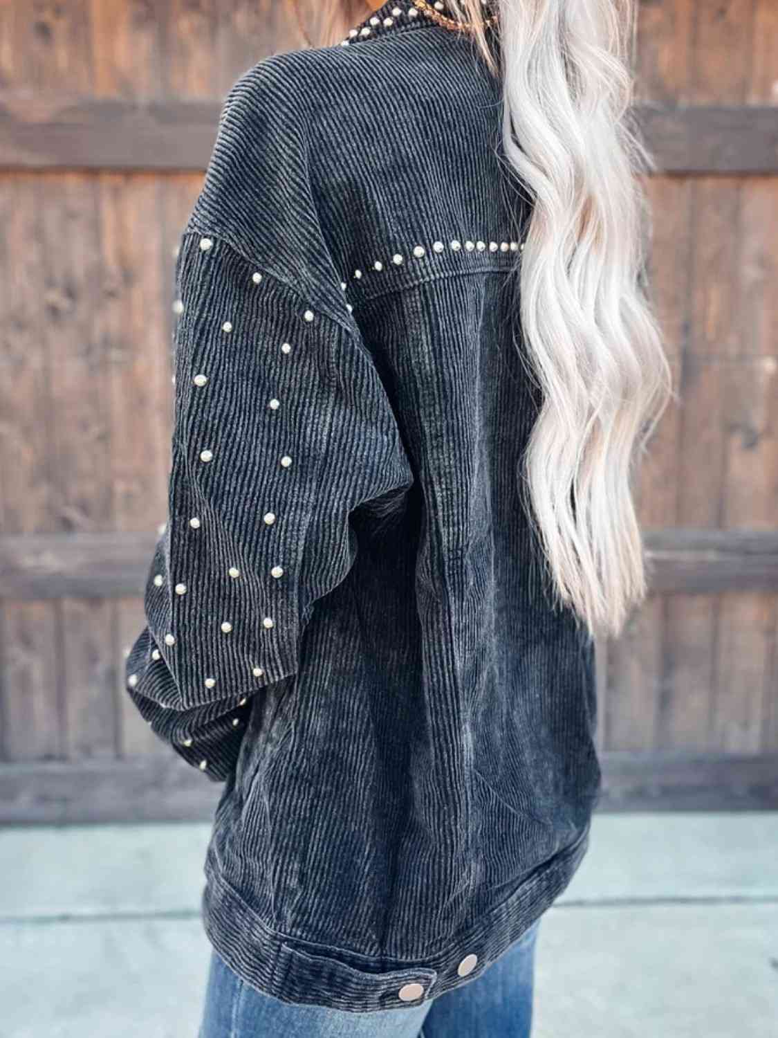 Studded Collared Button Down Jacket