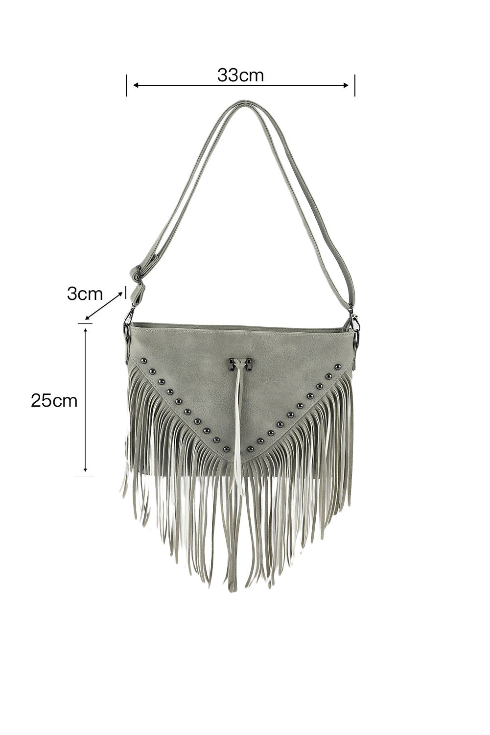 Grey Tassel Leatherette Crossbody Bag