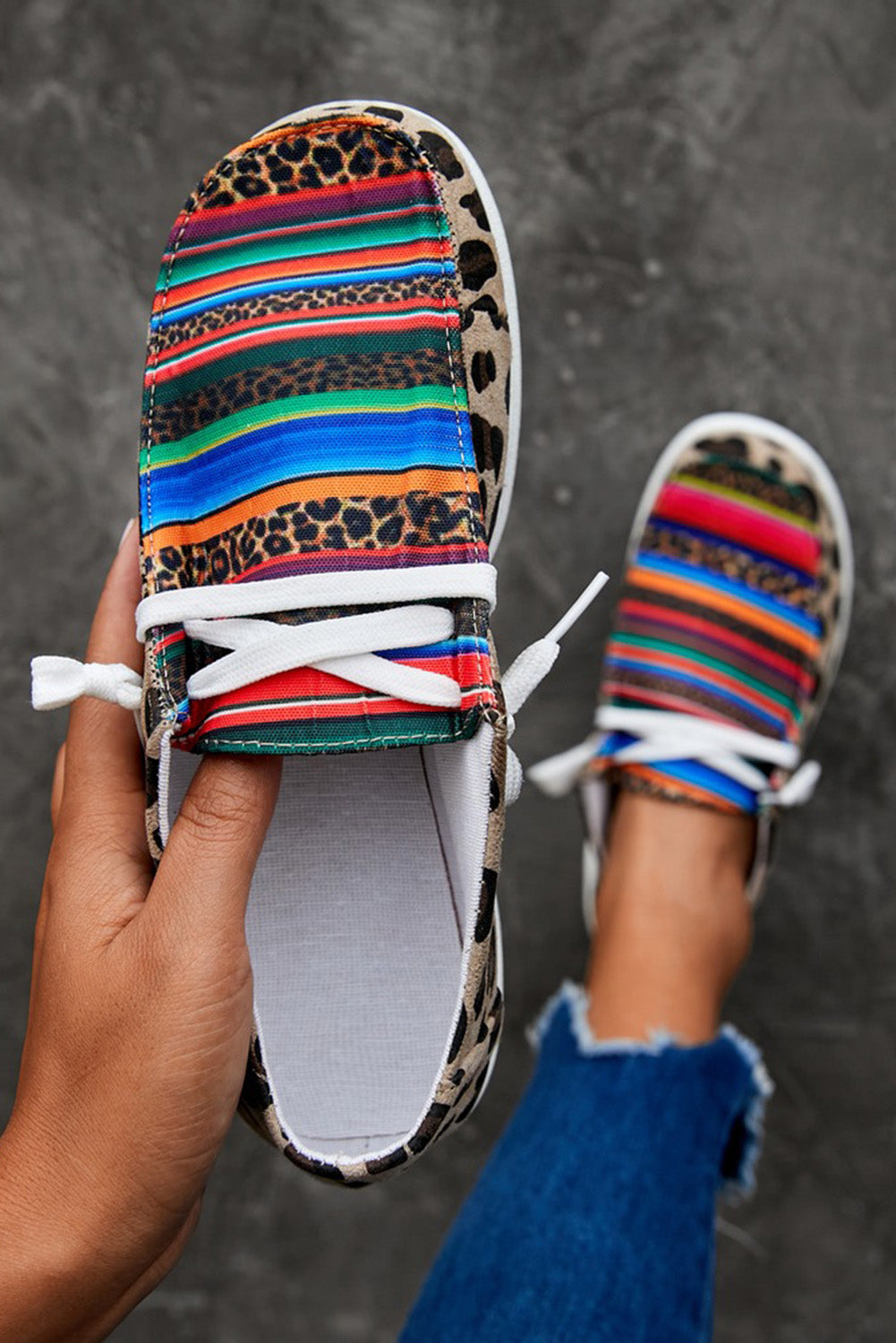 Leopard Serape Print Canva Shoe