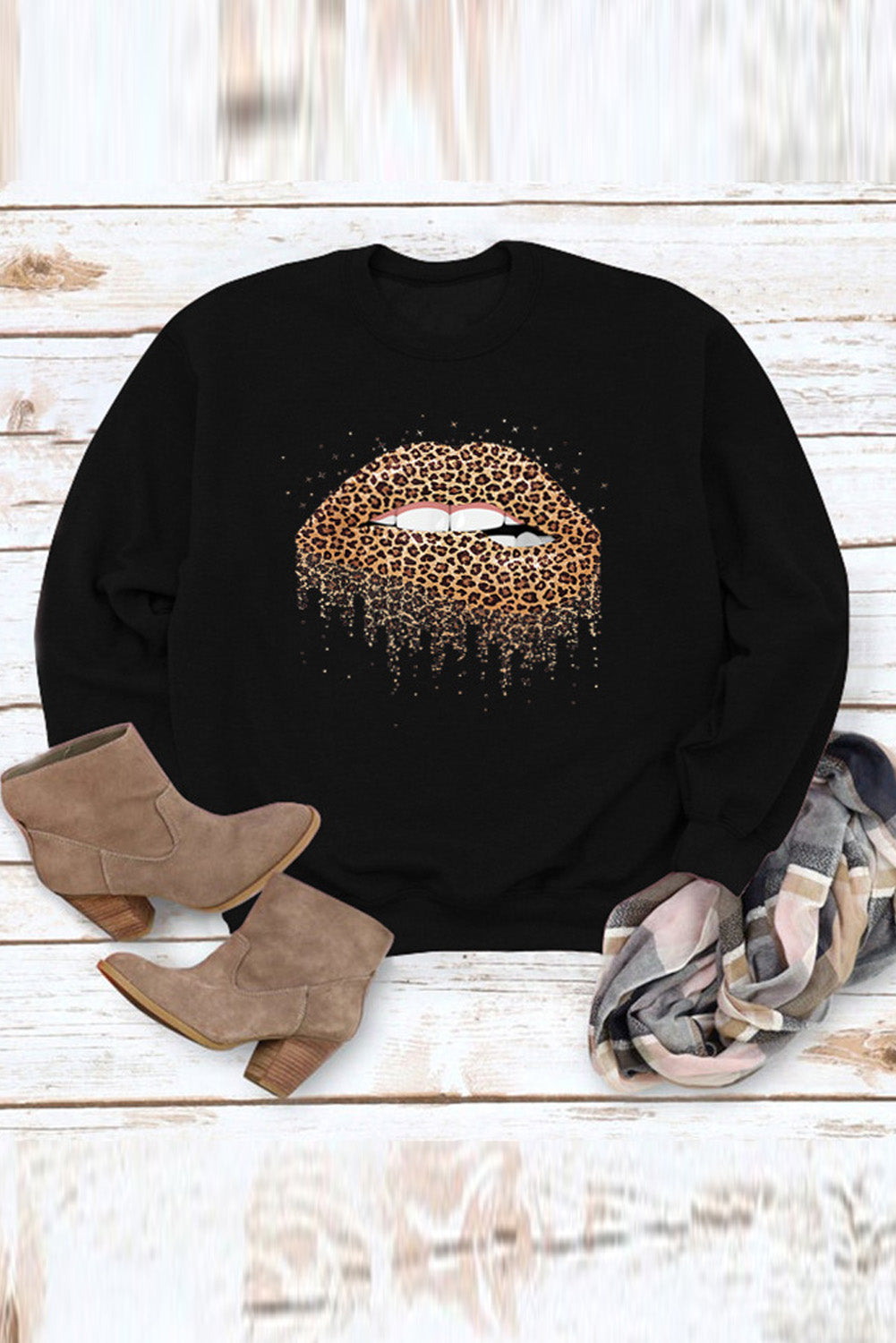 Black Leopard Lips Sweatshirt