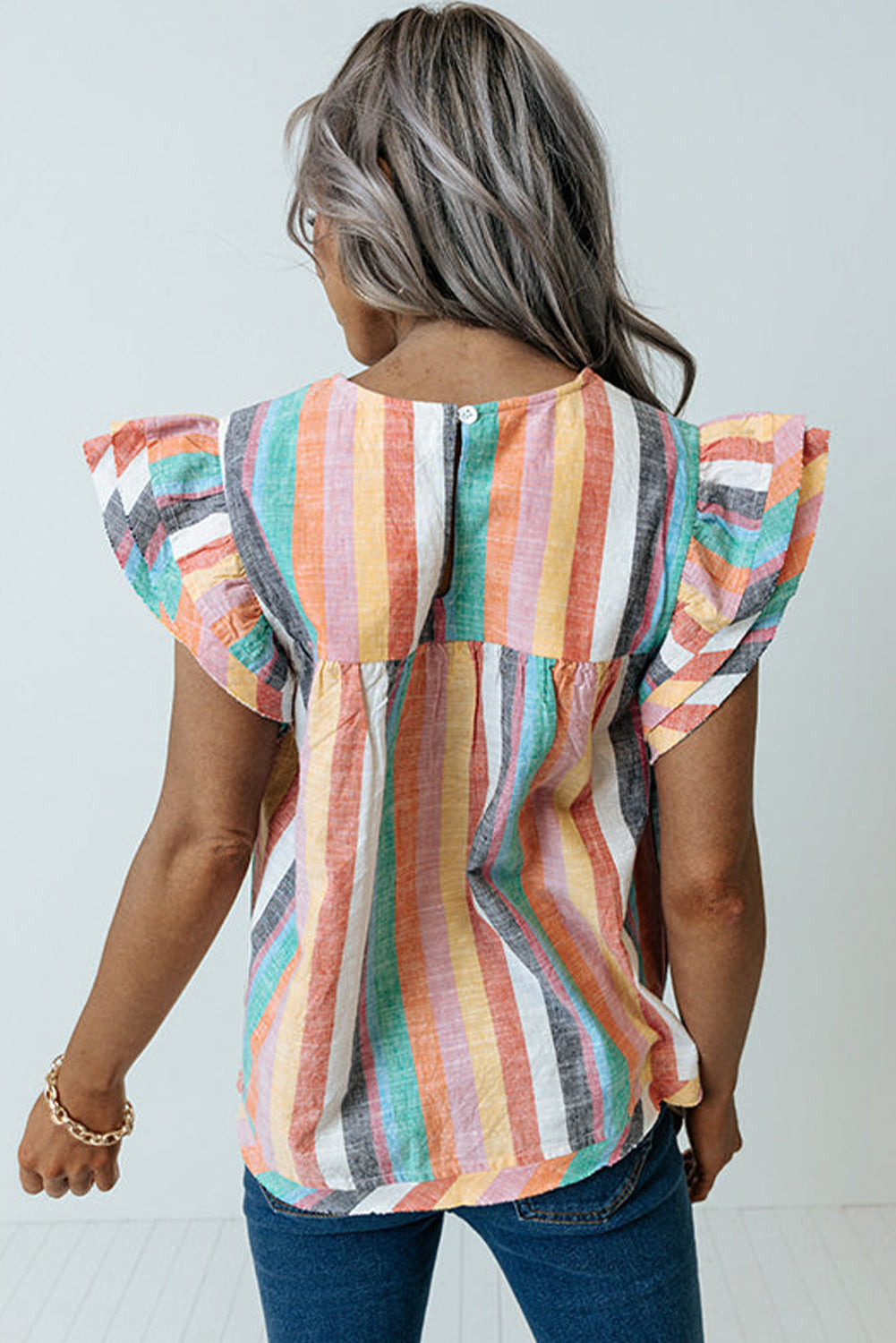 Multicolor Striped Cap Sleeve Top