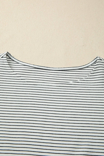 Stripe Ruffle Contrast Trim Tank Top