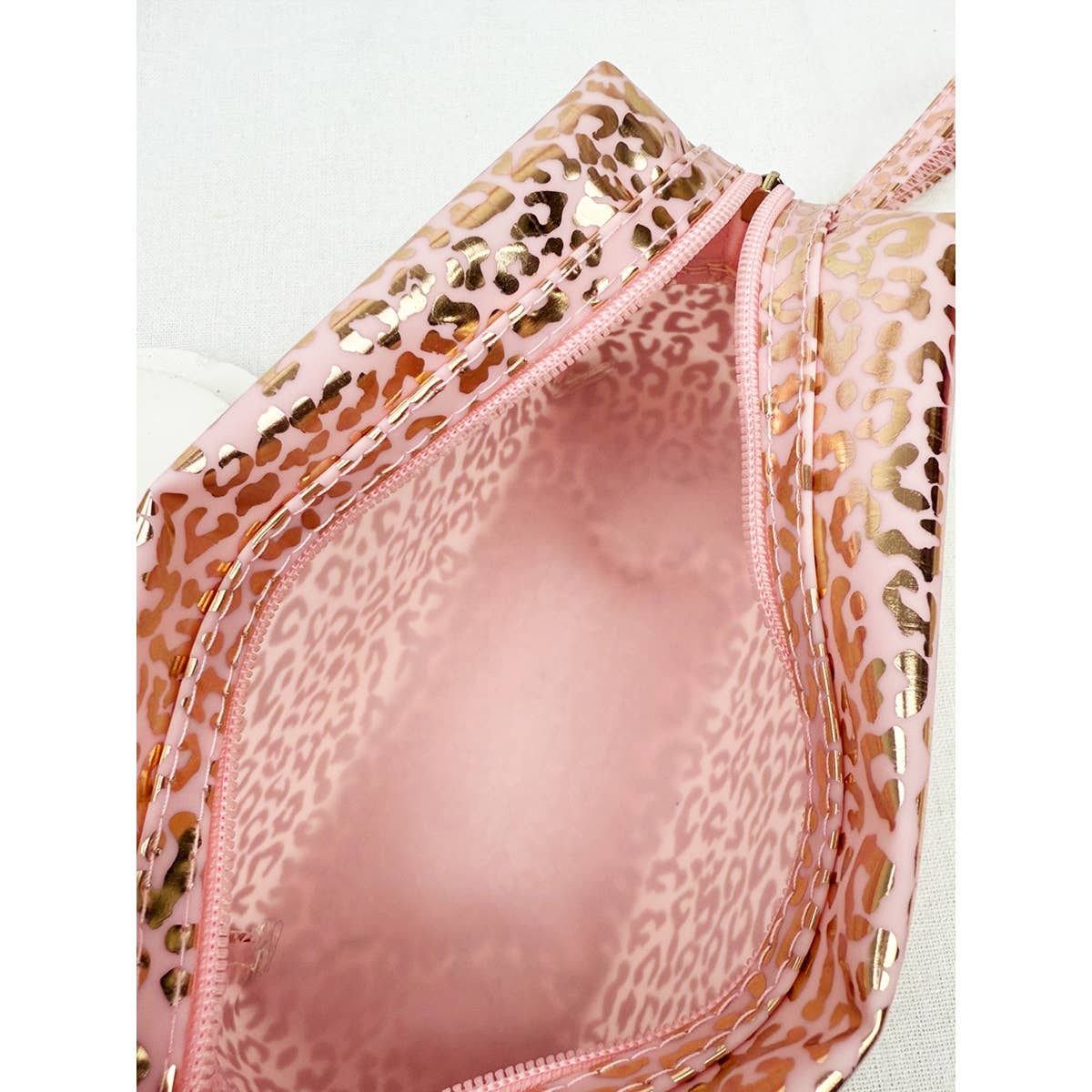 Soft Pink Waterproof Leopard Pattern Cosmetic Bag