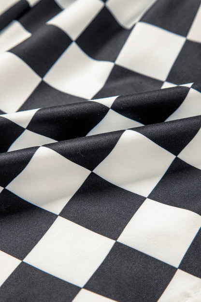 Checker High Waist Casual Shorts