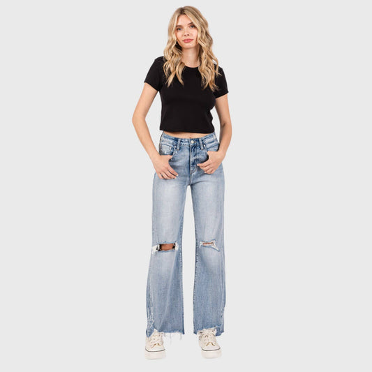 PETRA 153 DISTRESSED HIGH RISE COMFORT VINTAGE FLARE JEANS