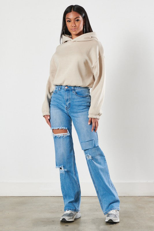 Distressed Wide Leg Jeans