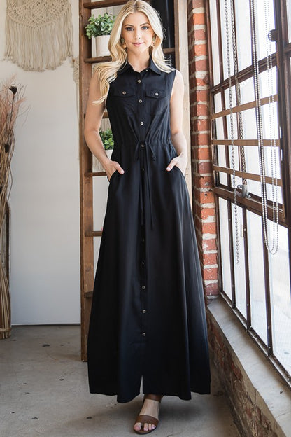 BUTTON DOWN MAXI DRESS