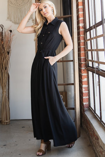 BUTTON DOWN MAXI DRESS