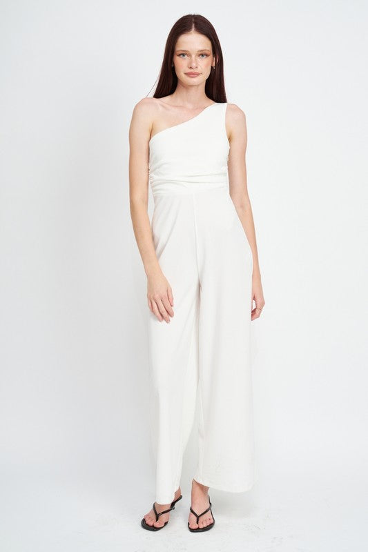 WIDE LEG ONE SHOULDER JUMPSUIT