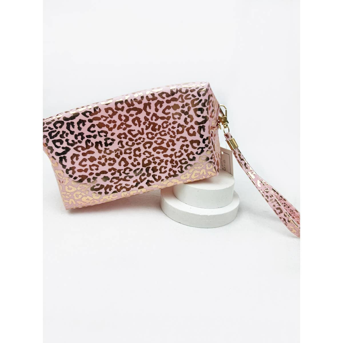 Soft Pink Waterproof Leopard Pattern Cosmetic Bag
