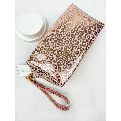 Soft Pink Waterproof Leopard Pattern Cosmetic Bag