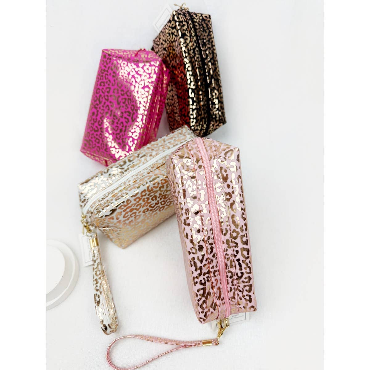 Soft Pink Waterproof Leopard Pattern Cosmetic Bag