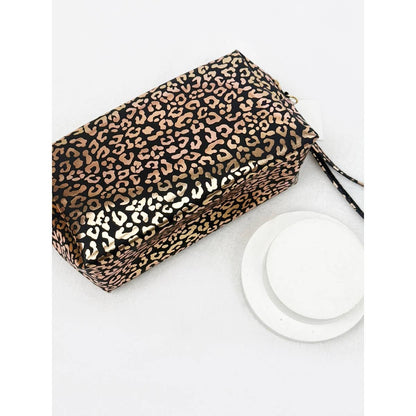 Soft Pink Waterproof Leopard Pattern Cosmetic Bag