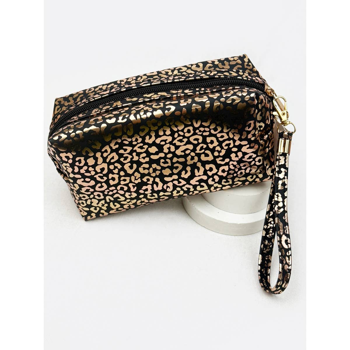 Soft Pink Waterproof Leopard Pattern Cosmetic Bag