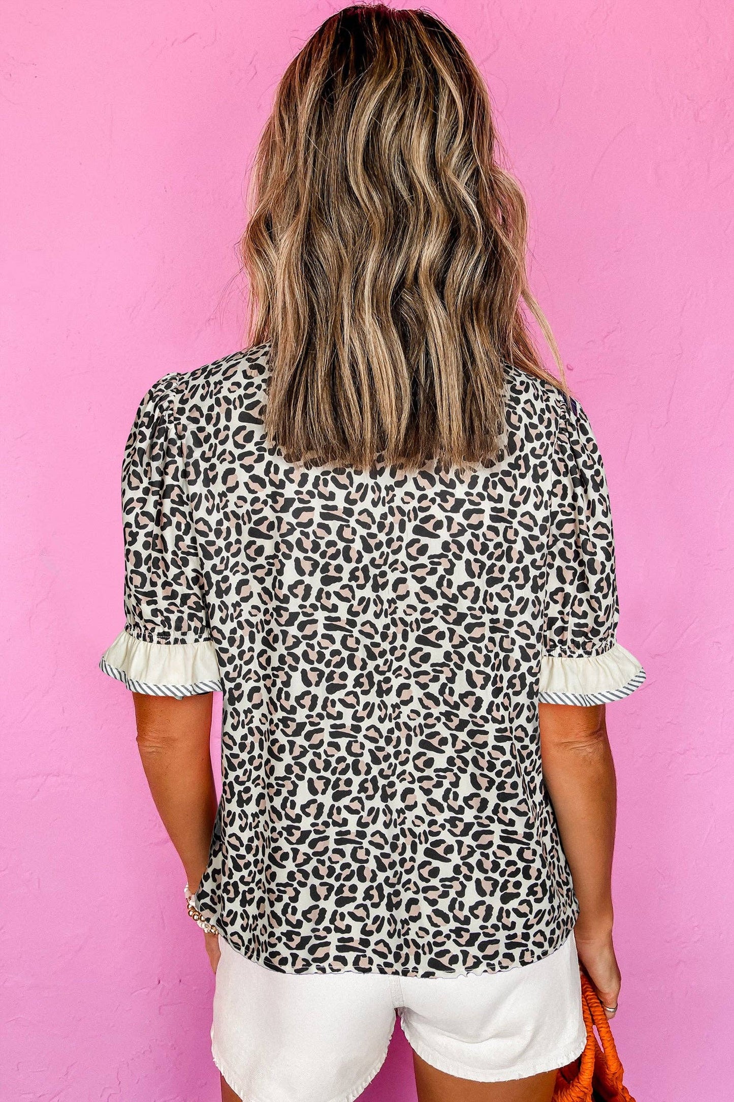Leopard Print V Neck Blouse