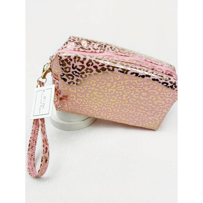 Soft Pink Waterproof Leopard Pattern Cosmetic Bag