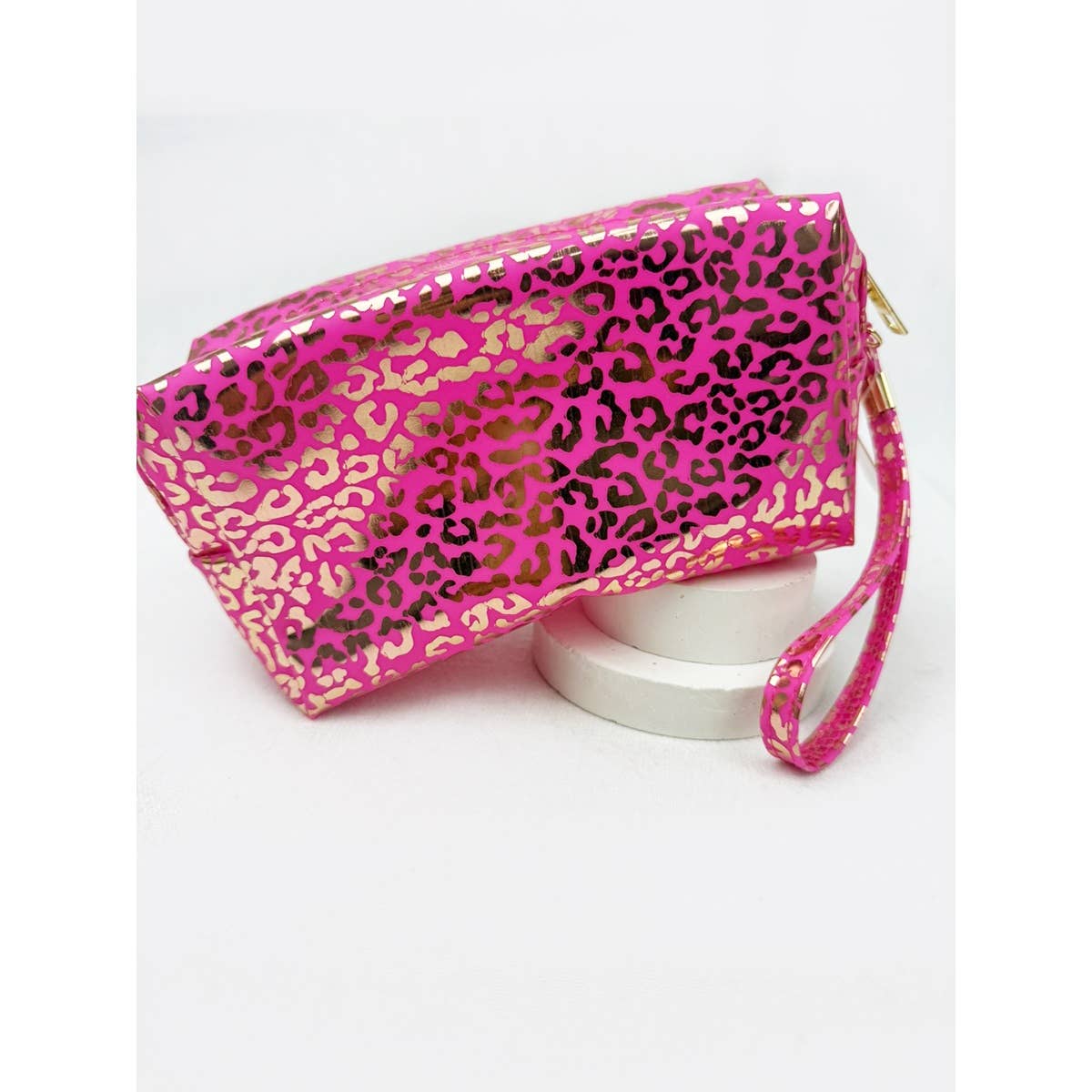 Soft Pink Waterproof Leopard Pattern Cosmetic Bag