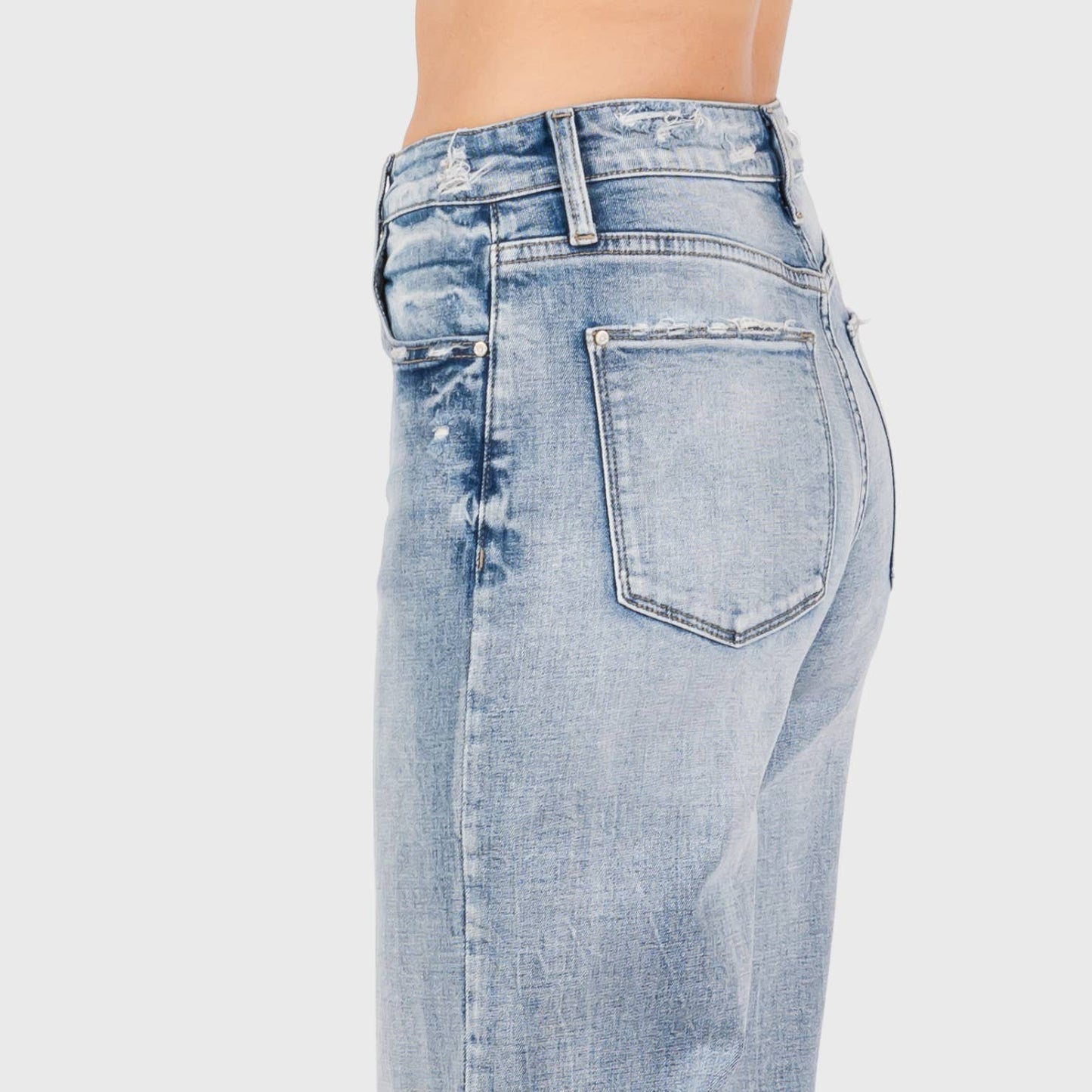 PETRA 153 DISTRESSED HIGH RISE COMFORT VINTAGE FLARE JEANS
