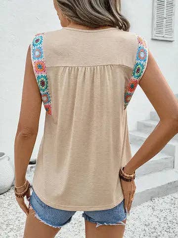 Boho Embroidered Strap Tank