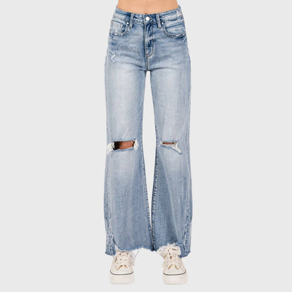 PETRA 153 DISTRESSED HIGH RISE COMFORT VINTAGE FLARE JEANS