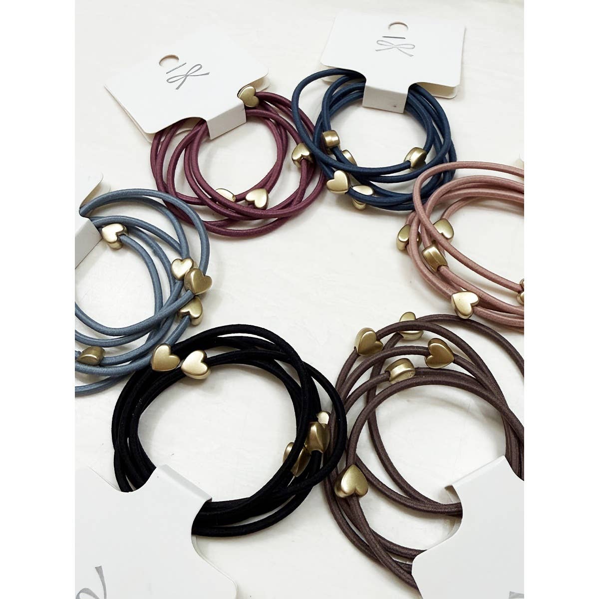 Love and Repeat Heart Beaded Basic Hair Tie Set