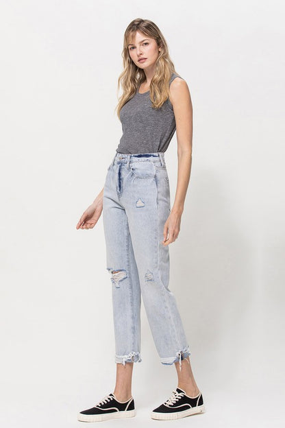 Super High Relaxed Cuffed Straight Jeans