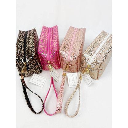 Soft Pink Waterproof Leopard Pattern Cosmetic Bag