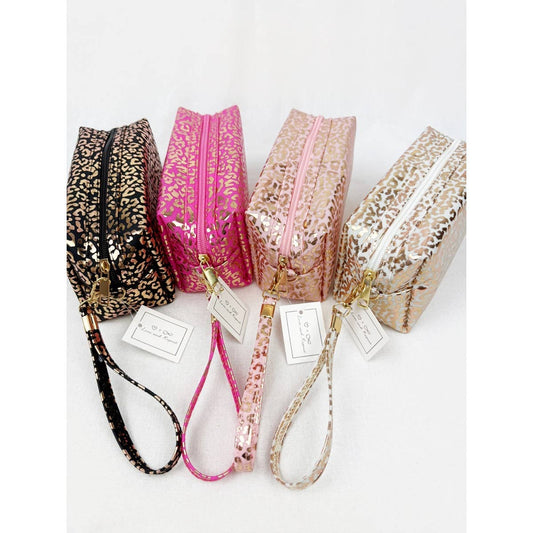 Soft Pink Waterproof Leopard Pattern Cosmetic Bag