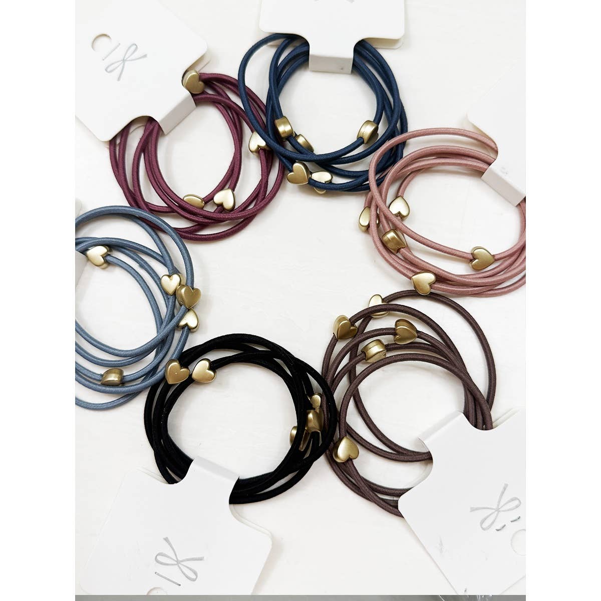 Love and Repeat Heart Beaded Basic Hair Tie Set