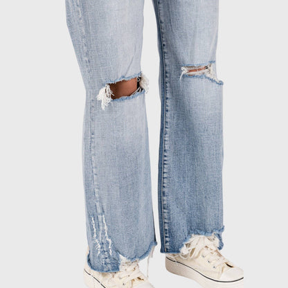 PETRA 153 DISTRESSED HIGH RISE COMFORT VINTAGE FLARE JEANS