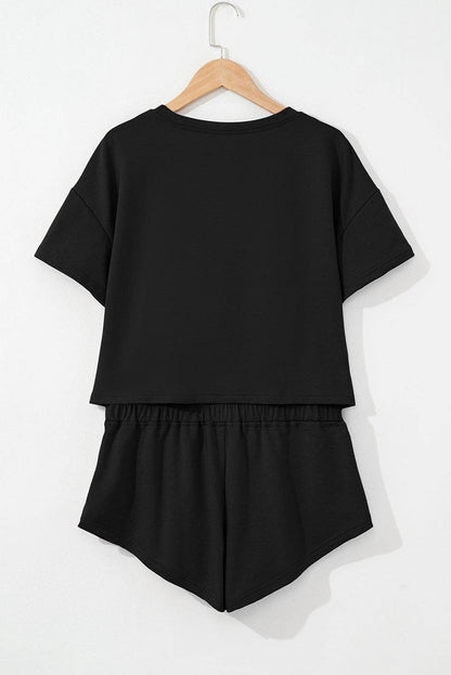 Solid Cropped Tee & Ruffle High Waist Skort Set