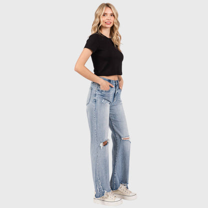 PETRA 153 DISTRESSED HIGH RISE COMFORT VINTAGE FLARE JEANS