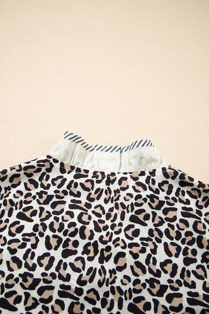 Leopard Print V Neck Blouse
