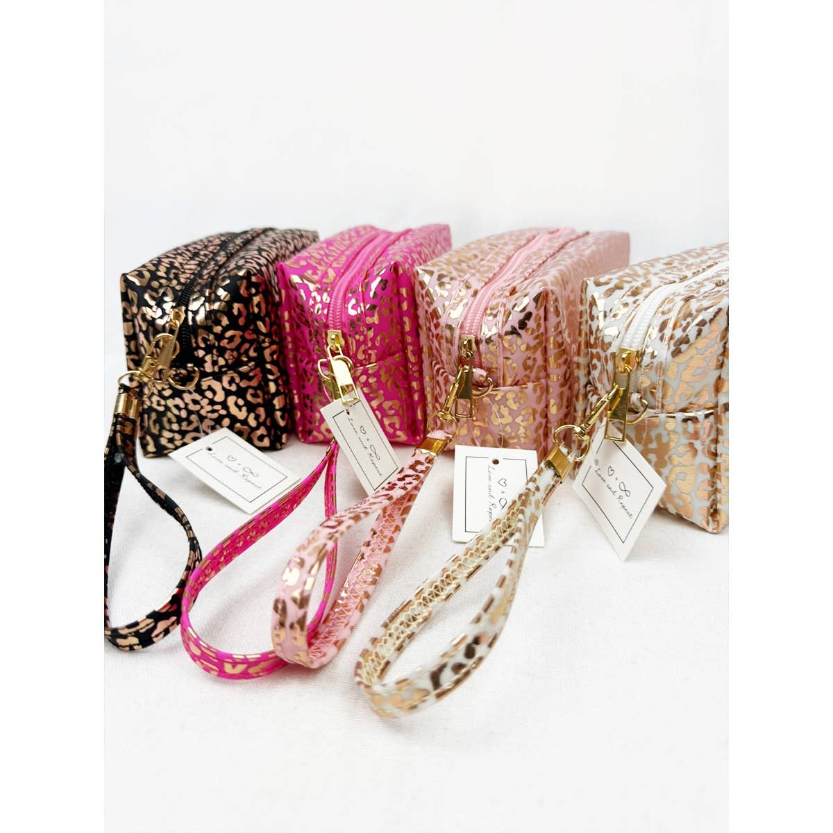 Soft Pink Waterproof Leopard Pattern Cosmetic Bag