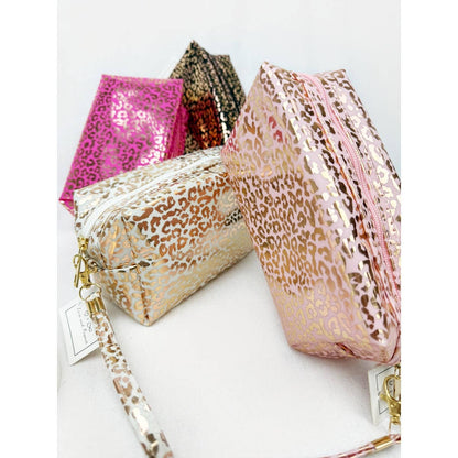 Soft Pink Waterproof Leopard Pattern Cosmetic Bag