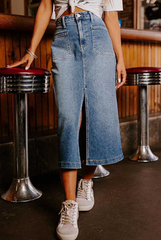 Denim Elegance Maxi Skirt