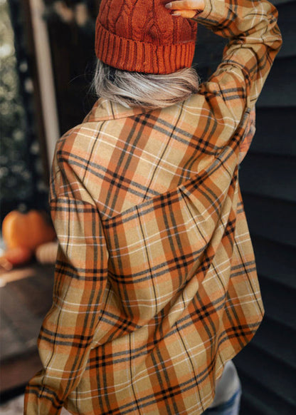 Orange Plaid Button Down