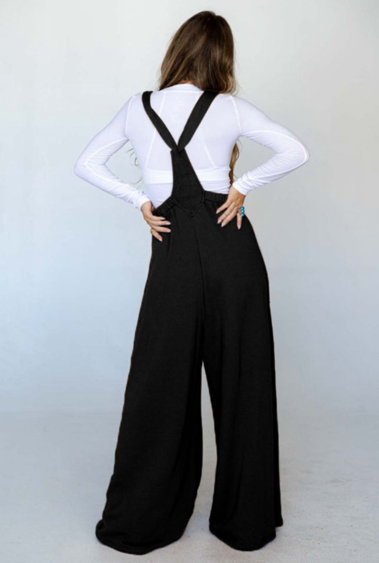 Black knotted Tie Wide Leg Overalls