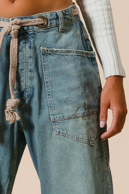 DRIP PAINT WASHED JEANS