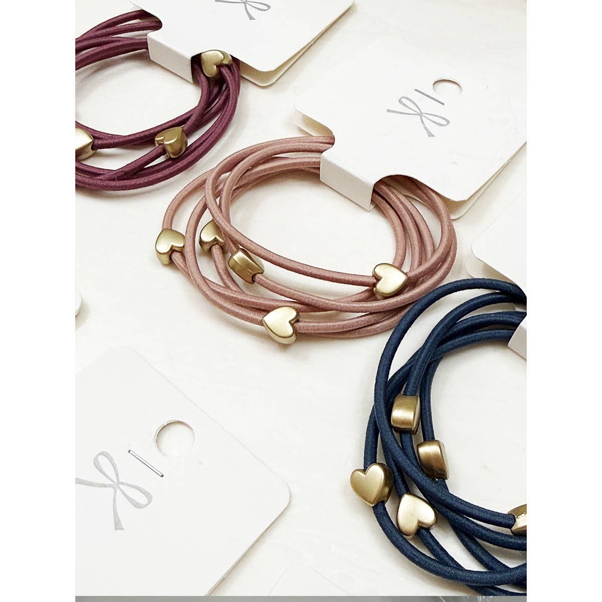 Love and Repeat Heart Beaded Basic Hair Tie Set
