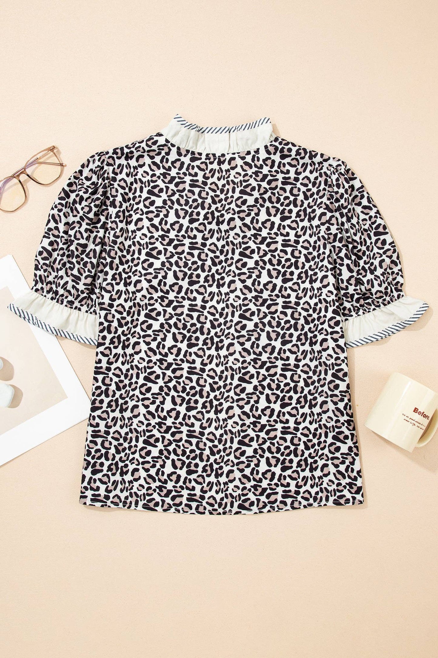 Leopard Print V Neck Blouse