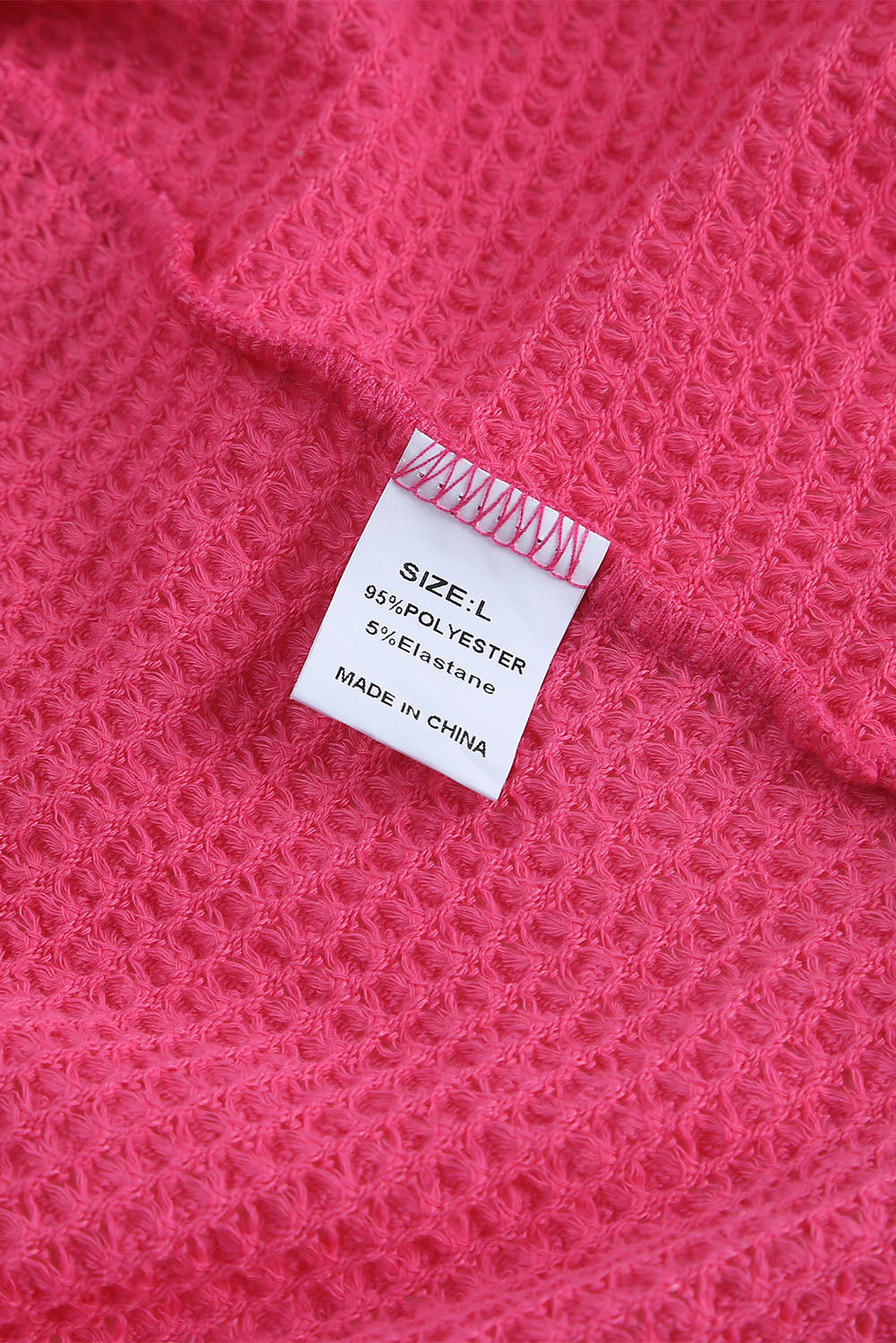 Pink Waffle Knit Button Up Casual Shirt