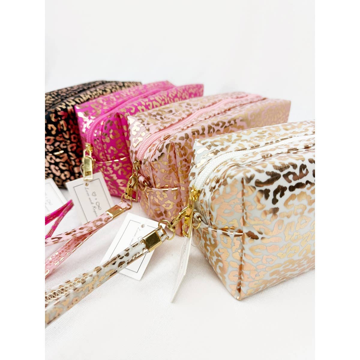 Soft Pink Waterproof Leopard Pattern Cosmetic Bag